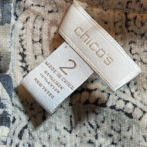 Chico's Linen Blend Cardigan Paisley 3/4 Sleeve Open Front Cardigan Women M - Picture 4 of 4